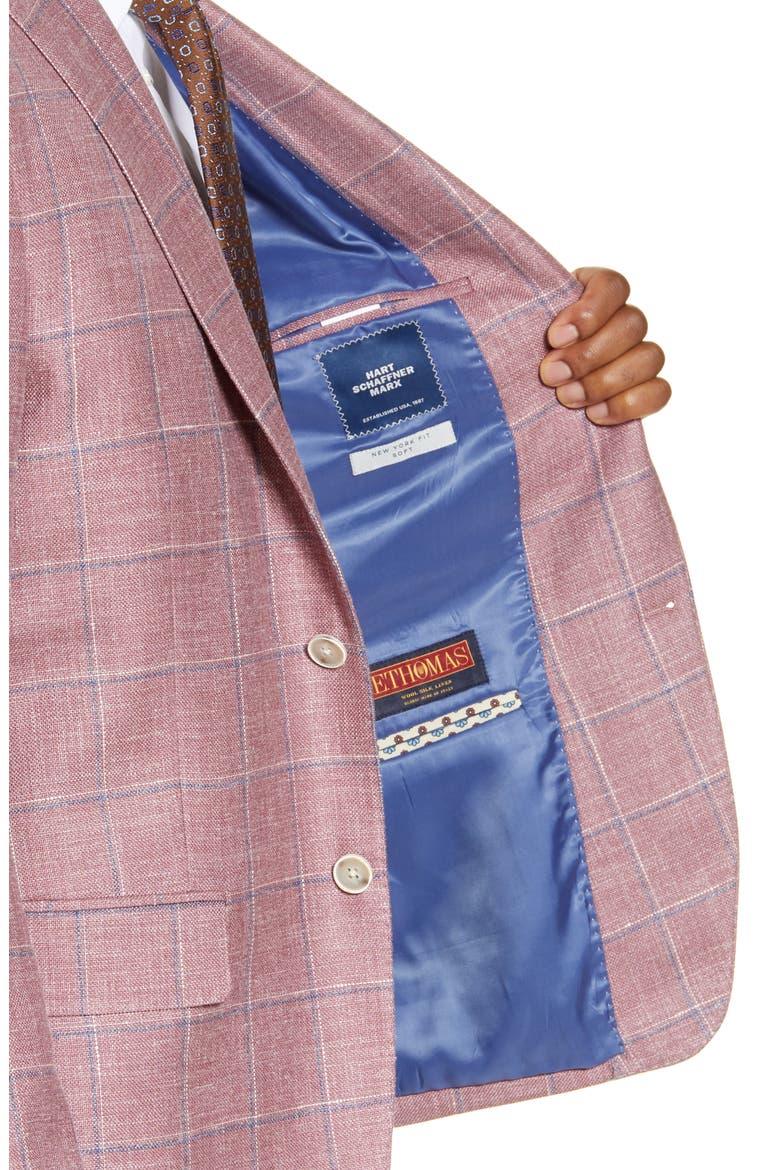 Classic Fit Windowpane Wool Blend Sport Coat, Alternate, color, ROSE/ WHITE