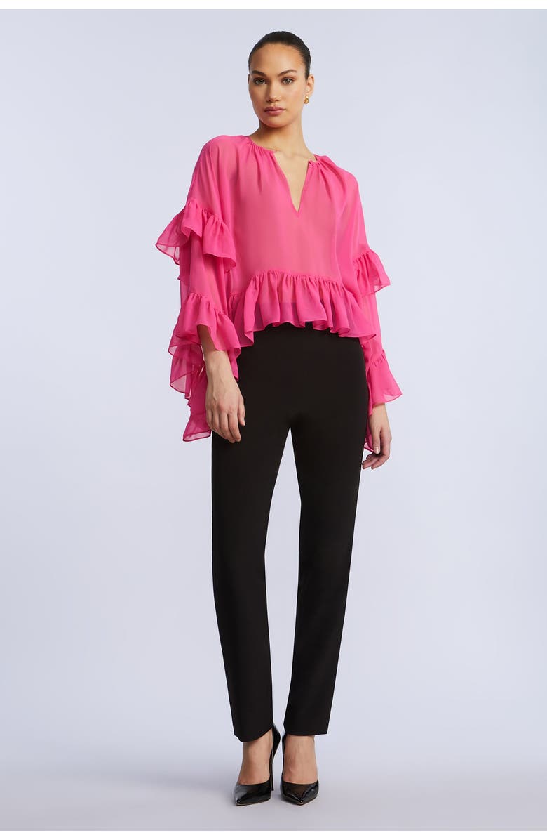 BCBGMAXAZRIA Ruffle Swing Top, Alternate, color, Fuchsia Purple