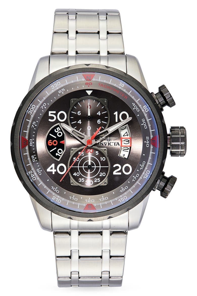 Aviator Quartz Bracelet Watch, 48mm x 16.5mm, Main, color, GUNMETAL