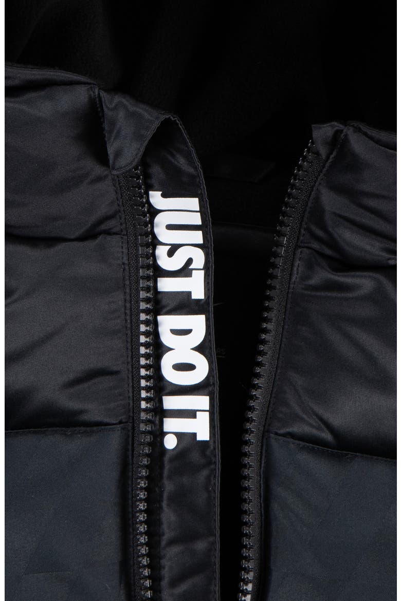 Kids' Jacquard Hazard Stripe Puffer Jacket, Alternate, color, BLACK