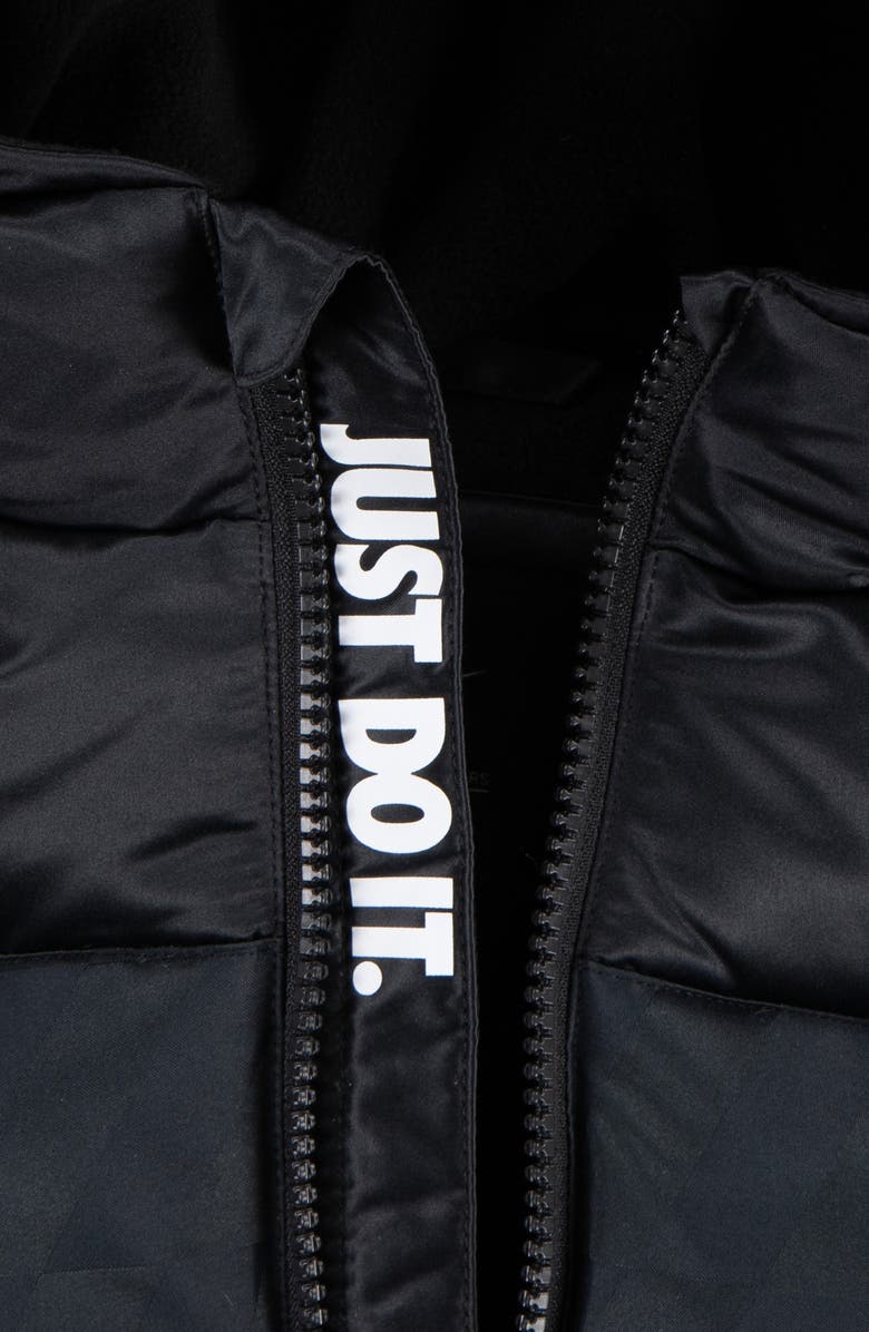 Nike Kids' Jacquard Hazard Stripe Puffer Jacket, Alternate, color, Black