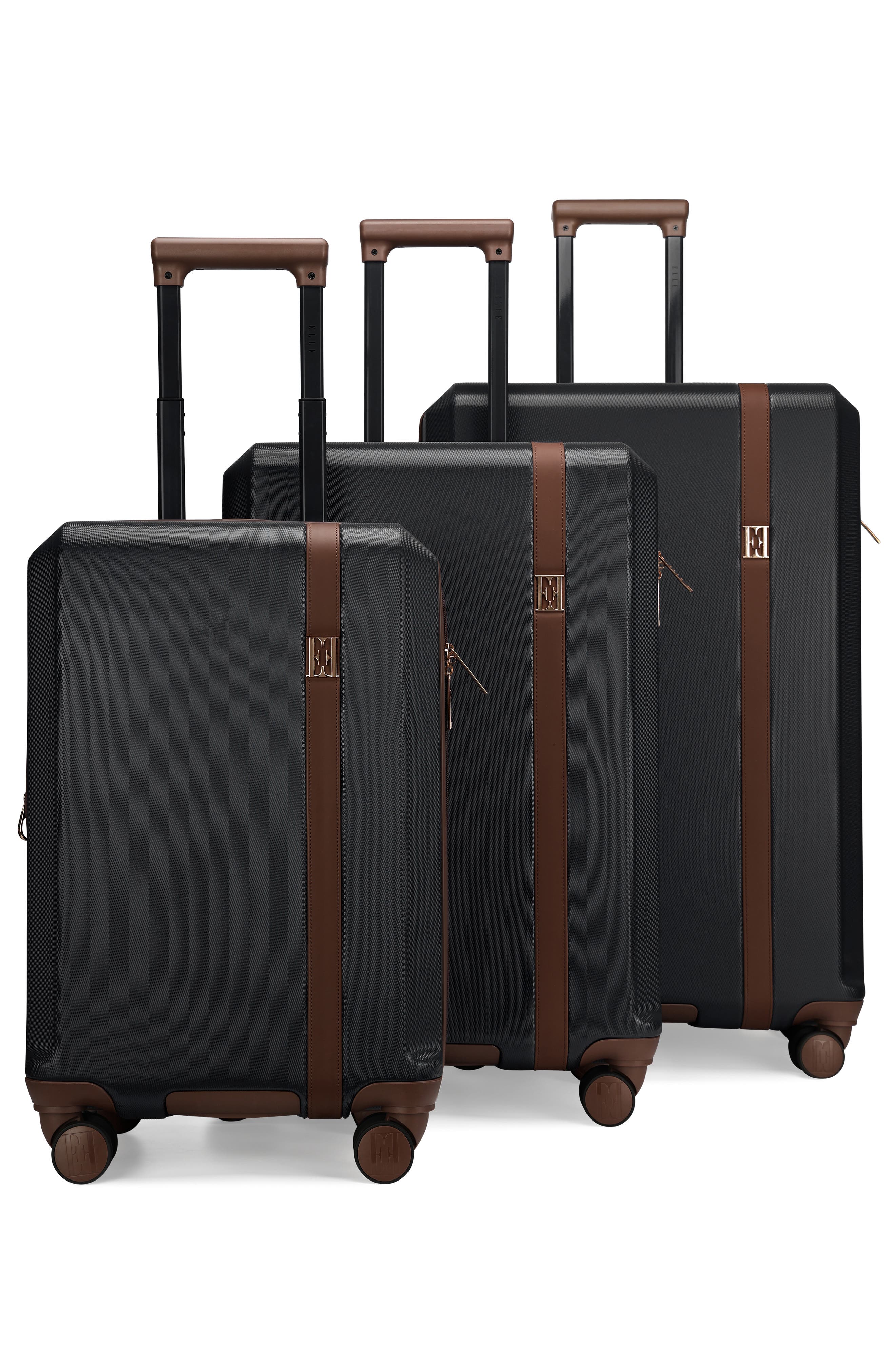 ELLE Luxe Journey 3 Piece Expandable Retro Spinner Luggage Set, Main, color, 