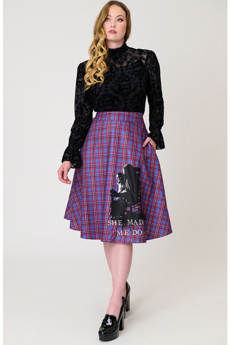 Retro Style High Waist Vivien Swing Skirt, Alternate, color, Purple w/ Annabelle Print