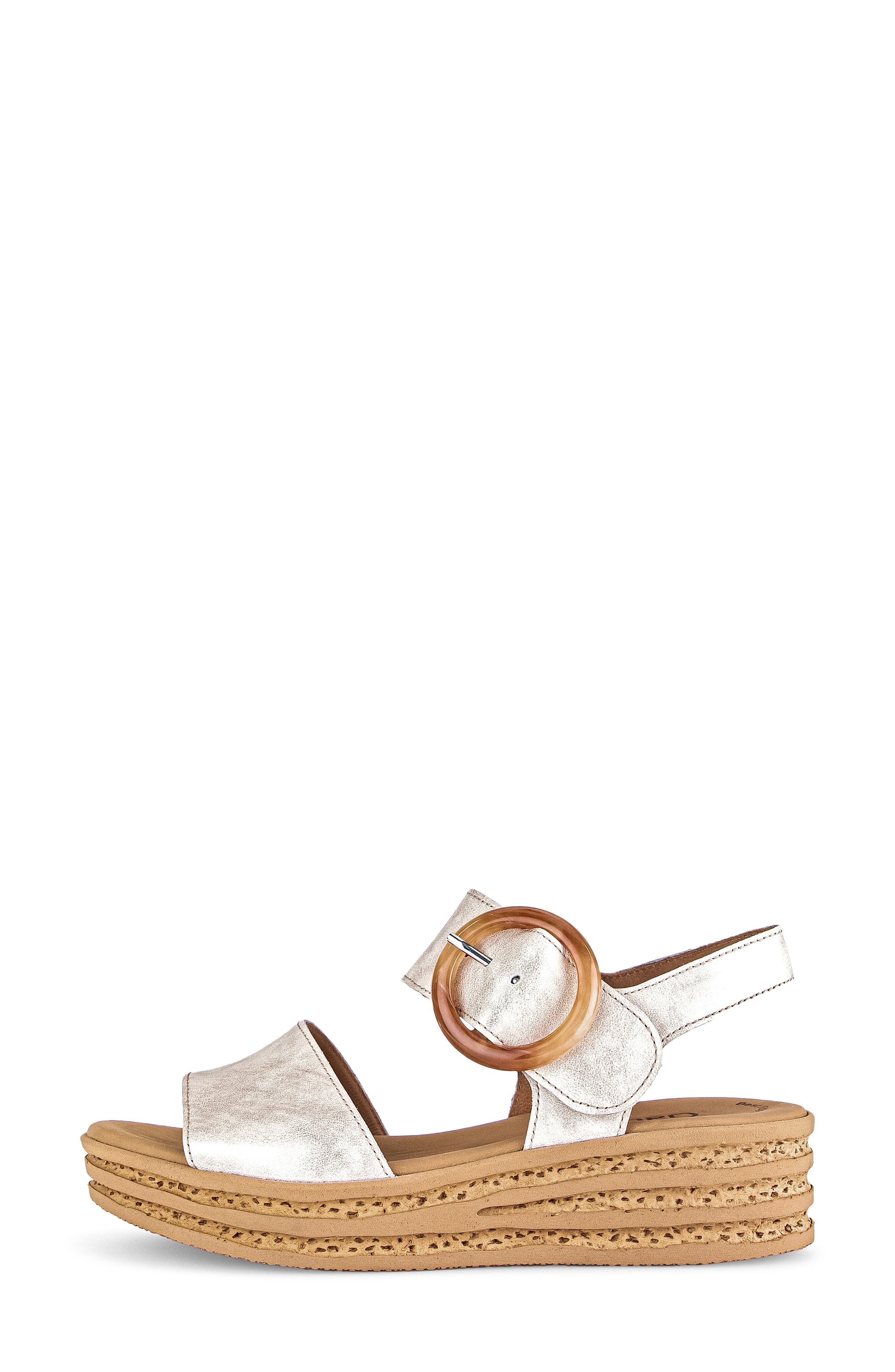 Gabor Ankle Strap Platform Wedge Sandal, Alternate, color, Puder