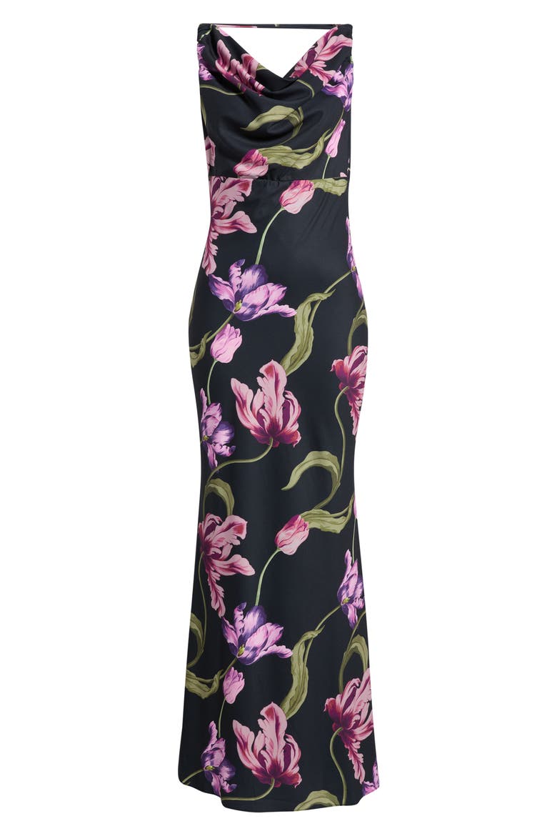 Calluna Floral Print Cowl Neck Maxi Dress, Alternate, color, BLACK MULTI