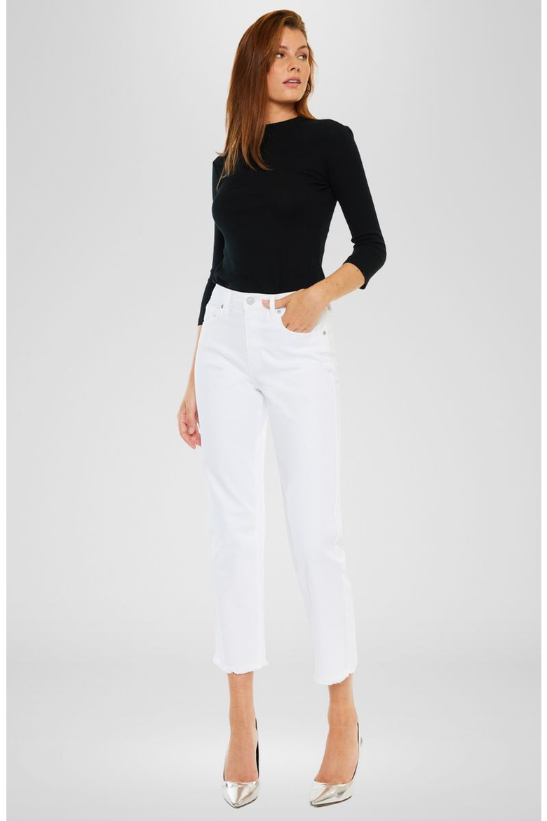 Zahra High Rise Cropped Straight Leg Jeans, Alternate, color, White