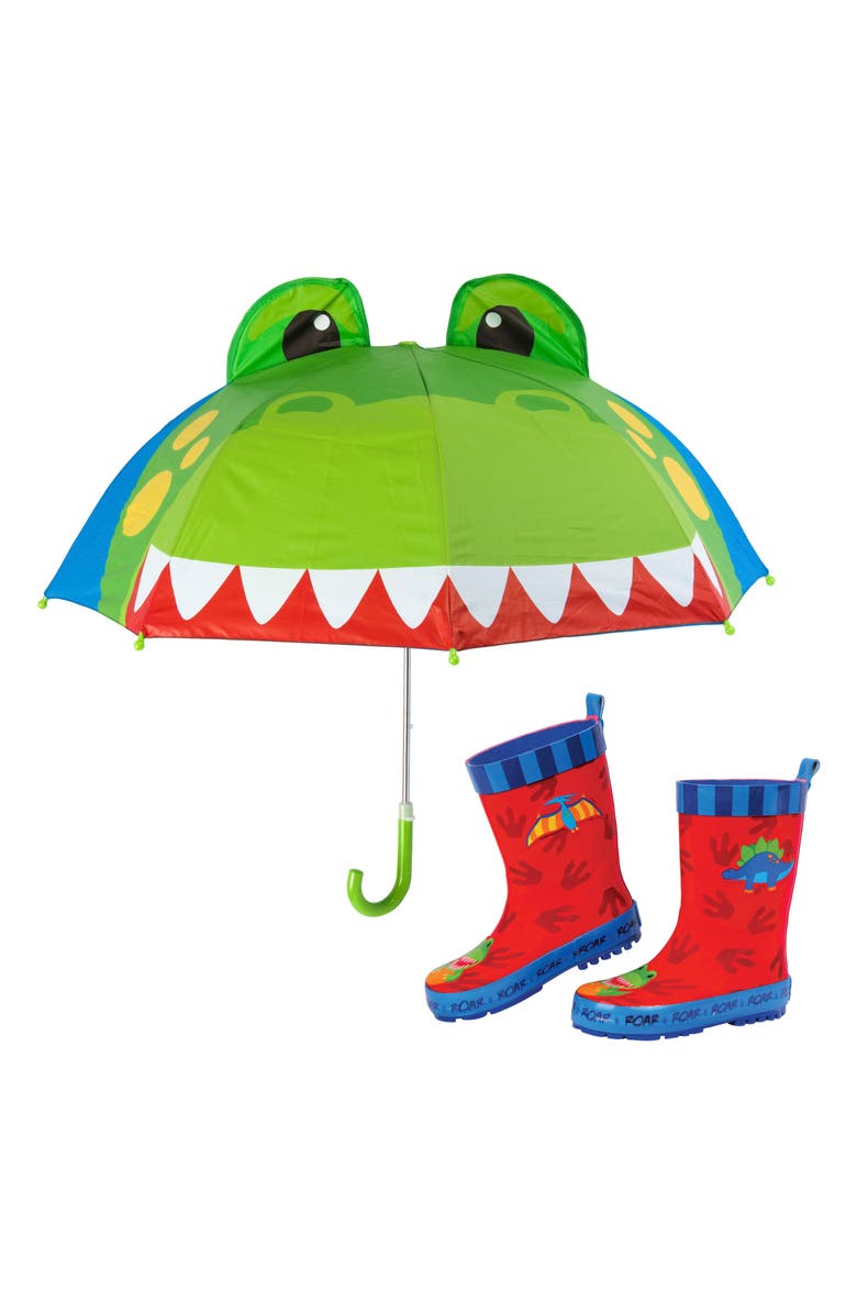 Stephen Joseph Print Rain Boots & Umbrella Set, Main, color,