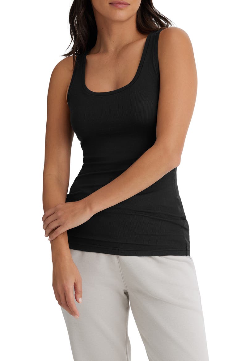 Micro Rib Fitted Tank, Main, color, BLACK
