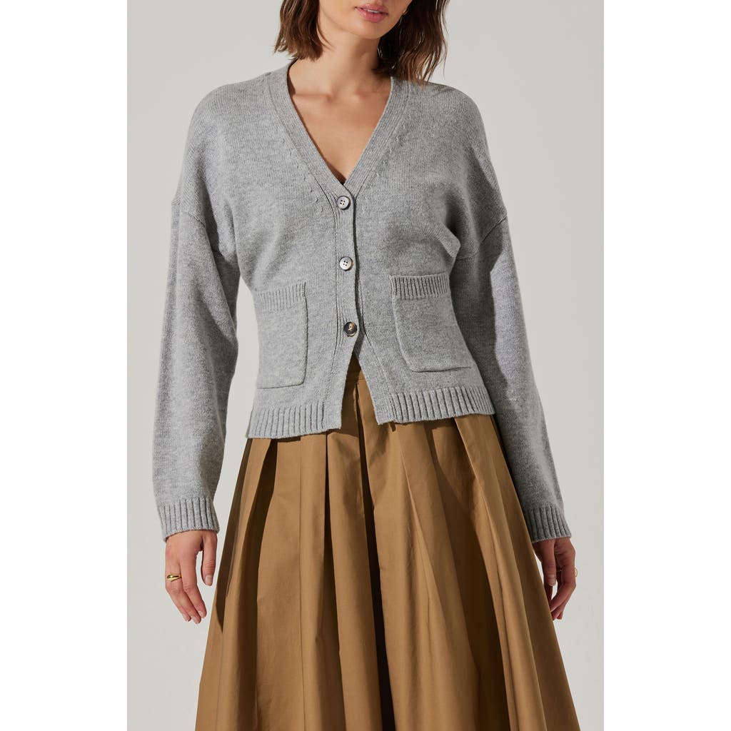 Astr The Label Saffi V-neck Cardigan In Gray