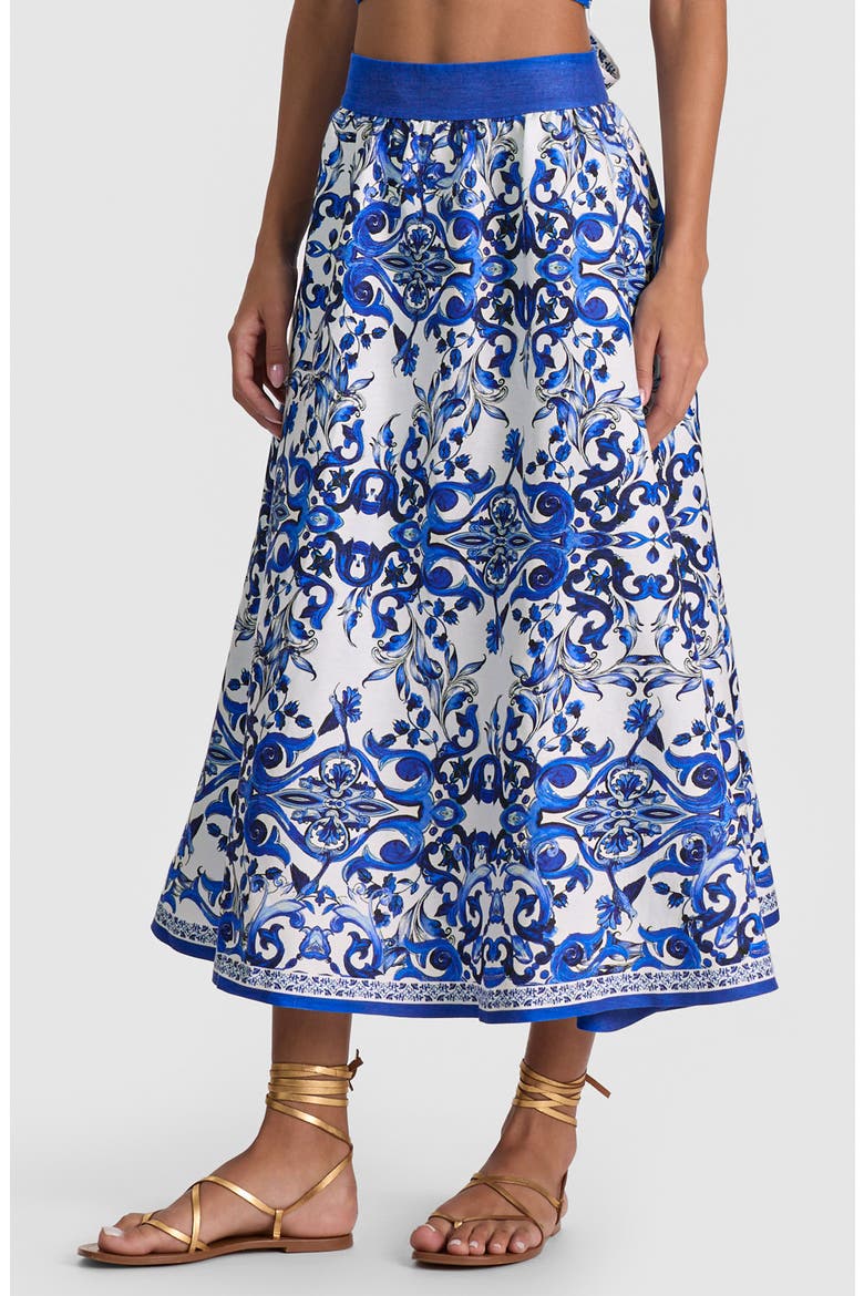 Earla High Waist Linen Blend Midi Skirt, Alternate, color, SOLSTICE