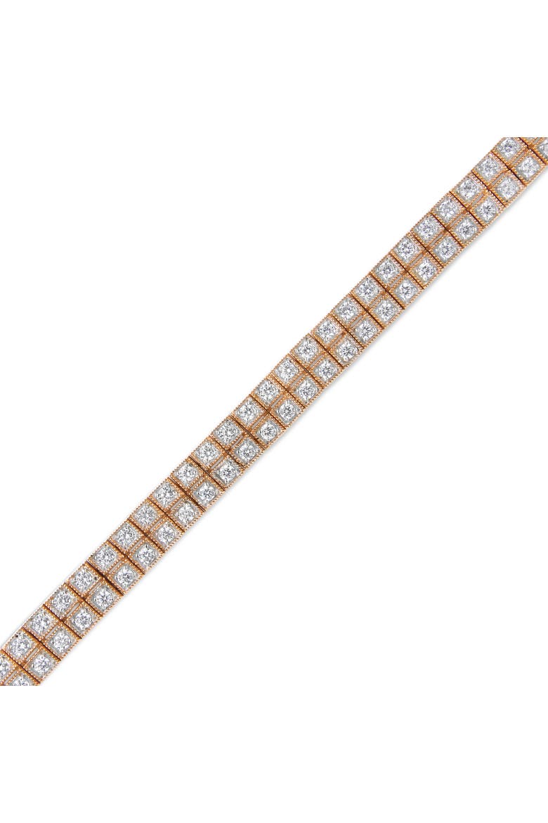 14K Rose Gold 3.0 Cttw Lab Grown Diamond Two Row Milgrain Tennis Bracelet, Alternate, color, Pink