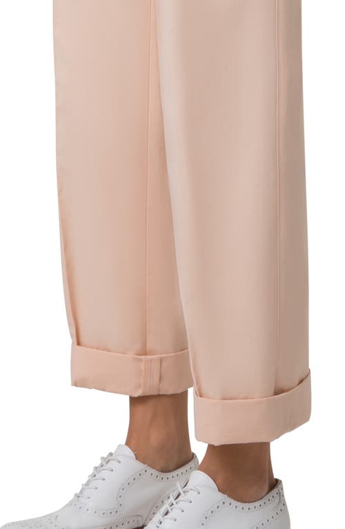 Akris Marlin Cuff Hem Double Face Cotton & Silk Blend Pants In Seashell