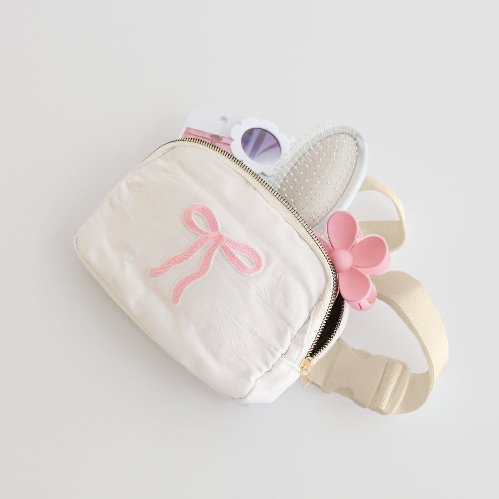 Sweet Wink Bow Patch Belt Bag, Alternate, color, Ivory