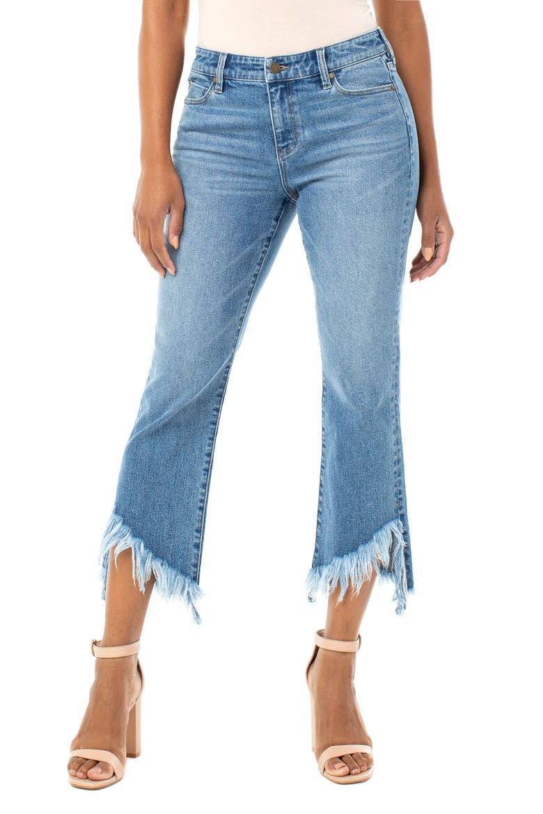 High Waist Chewed Step Hem Crop Flare Jeans, Main, color, HARDING