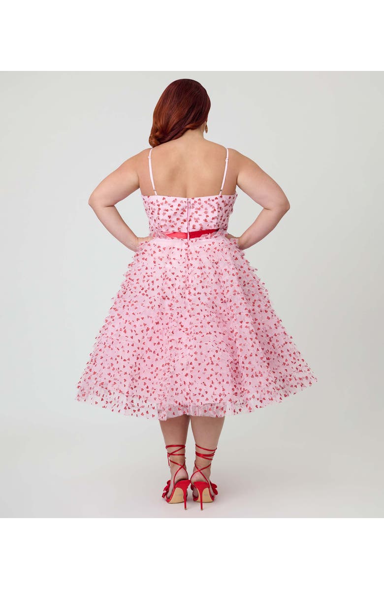 Unique Vintage Plus Size Tulle Sweetheart Cupcake Swing Dress, Alternate, color, Pink W/ Red Hearts