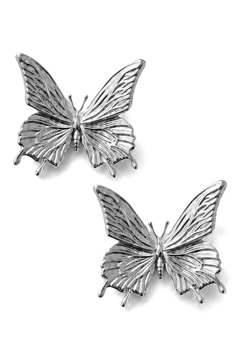 Butterfly Stud Earrings, Main, color, SILVER