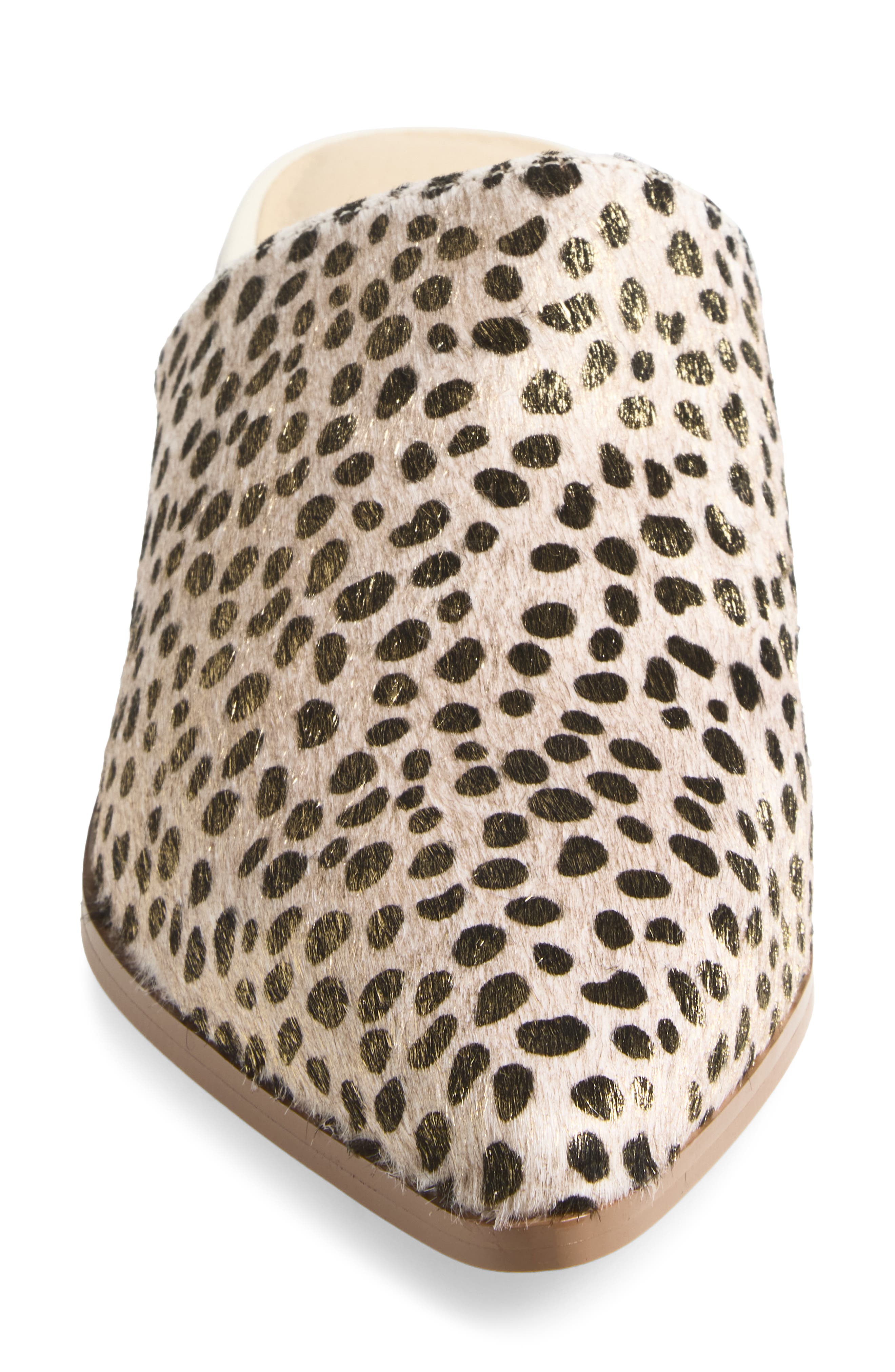 Cabela Genuine Calf Hair Pointed Toe Mule, Alternate, color, GOLD DOT CALF HAIR