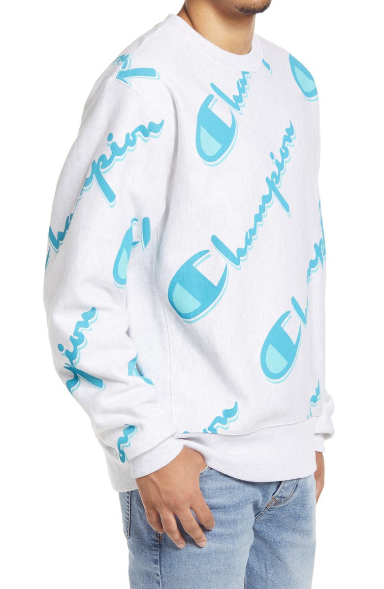 Champion Drop Shadow Logo Crewneck Sweatshirt, Alternate, color,