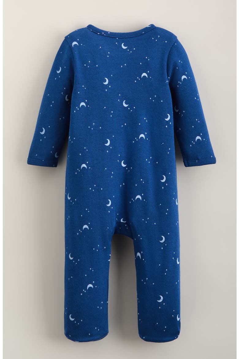 Print Zip Cotton Footie, Alternate, color, BLUE VOYAGE CELESTIAL SKIES