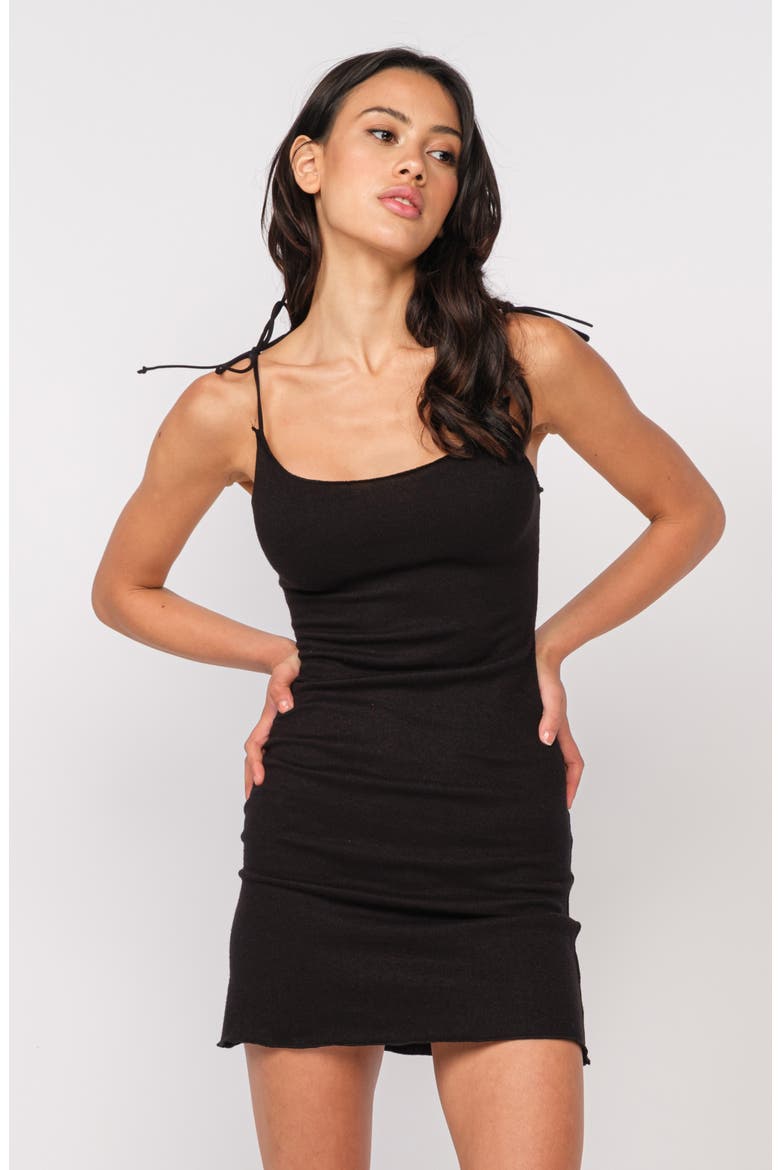 Shoulder Tie Strap Minidress, Alternate, color, BLACK
