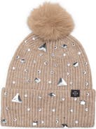 Nanette Lepore Crystal Snowflake Pom Beanie