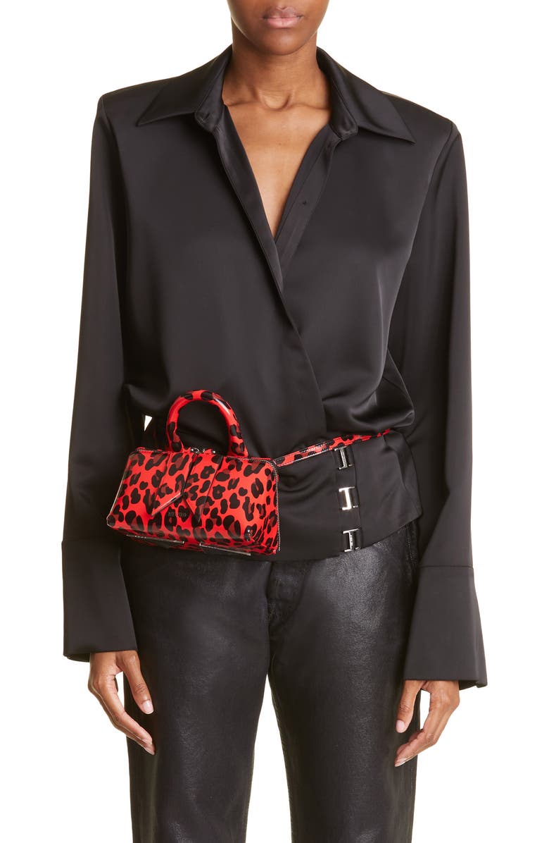 The Attico Friday Leopard Print Leather Convertible Crossbody Bag, Alternate, color,