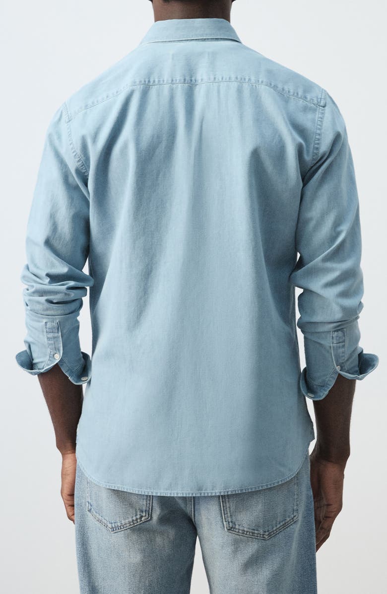 MANGO Denim Button-Up Shirt, Alternate, color, Light Blue
