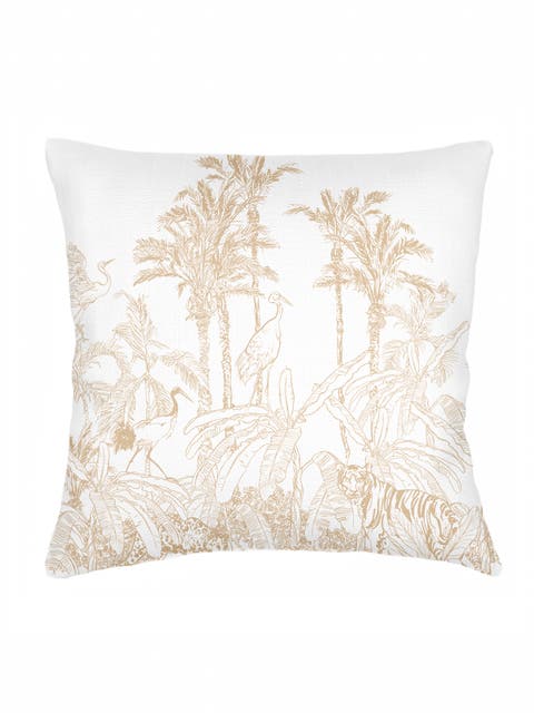 Wildlife Toile Linen Euro Pillow with Down Insert