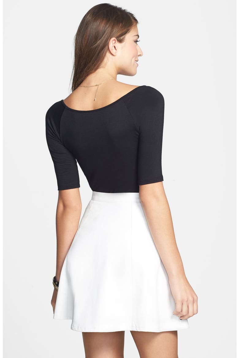 Faux Leather Skater Skirt, Alternate, color, WHITE