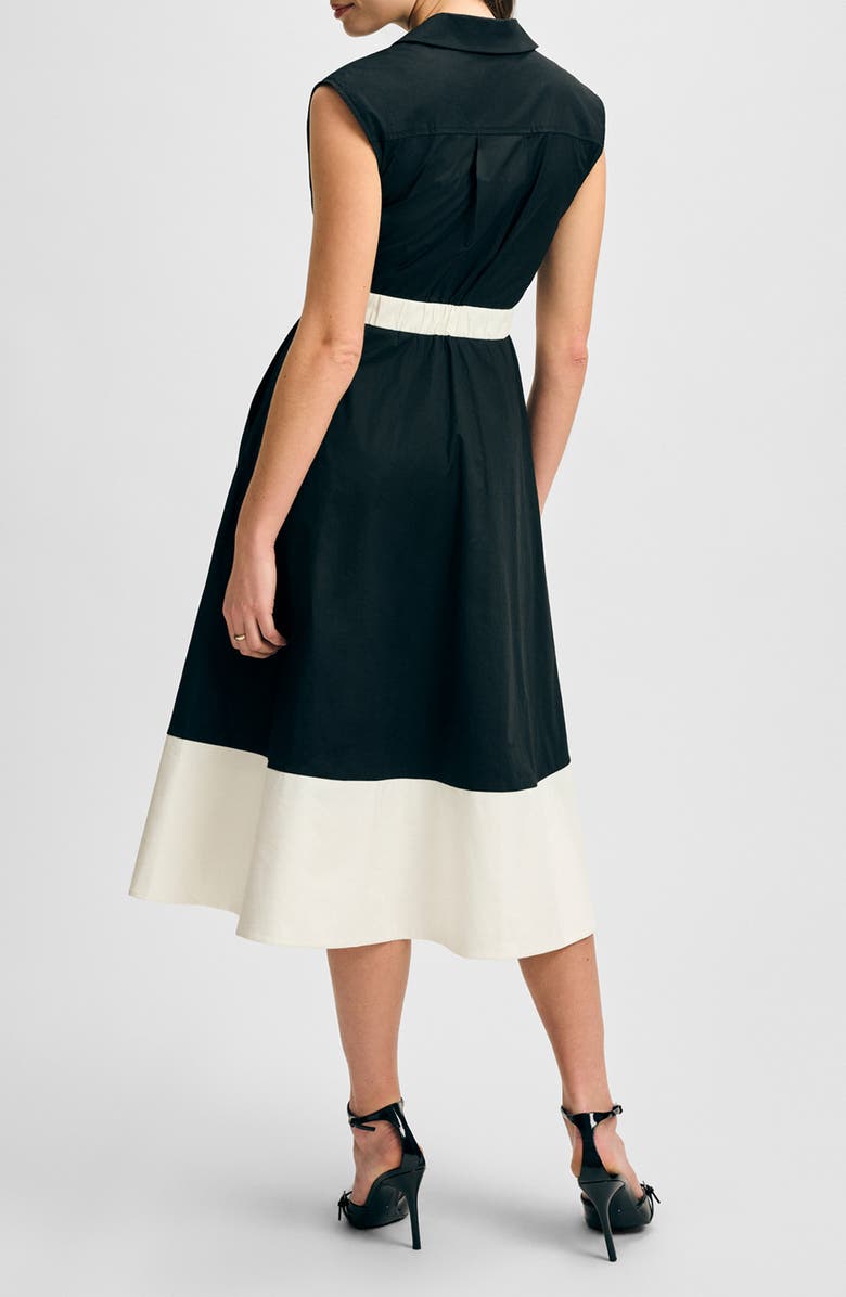 Isaac Mizrahi New York Colorblock Sleeveless Stretch Cotton Midi Dress, Alternate, color, 