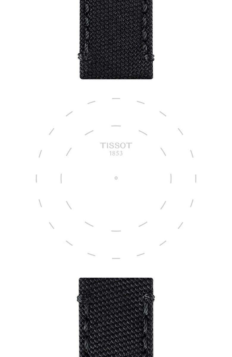 Tissot 22mm Black Fabric Watch Strap, Alternate, color, 
