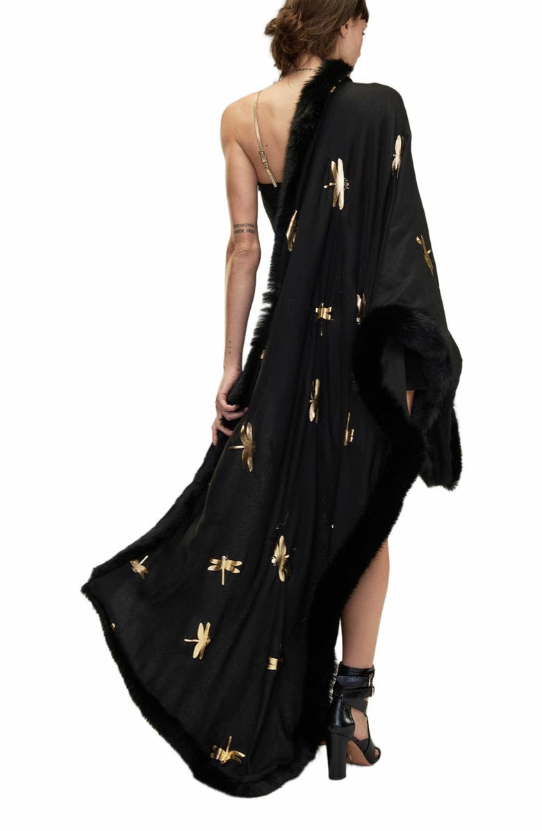 Cynthia Rowley Faux Fur Trim Wrap, Alternate, color,