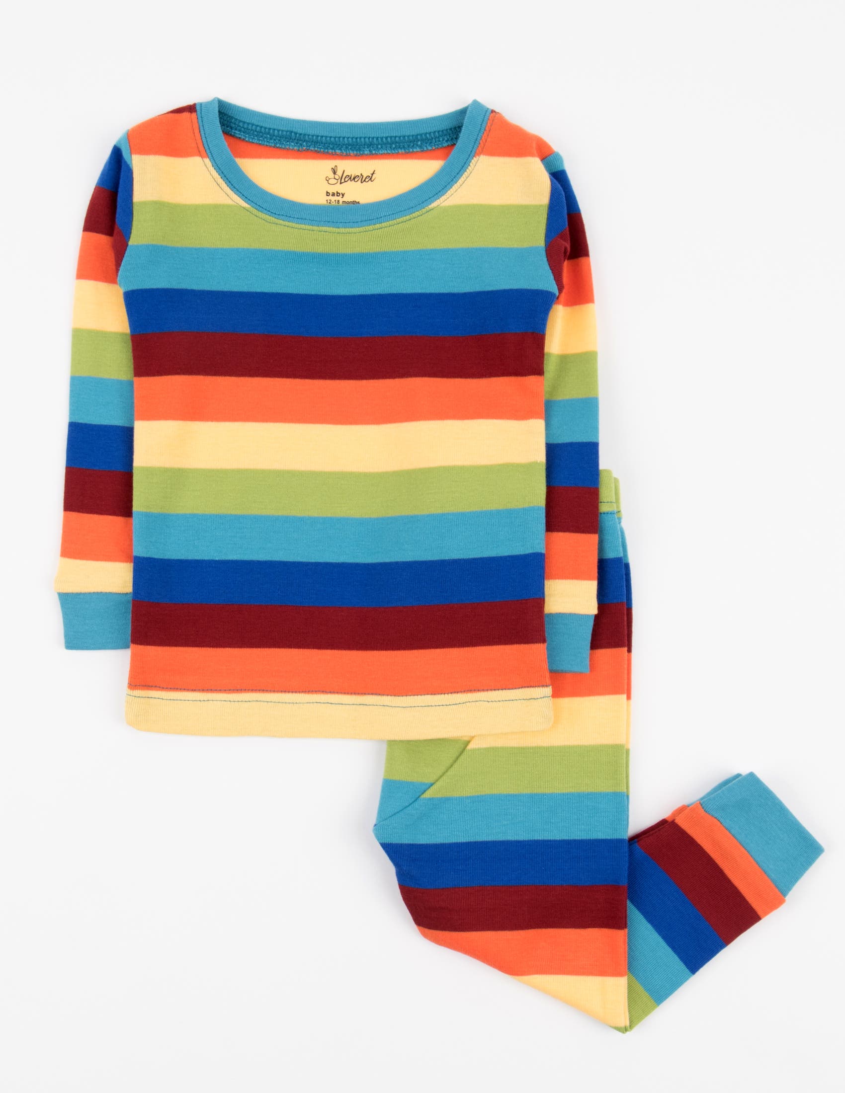 Leveret Kids Two-piece Striped Cotton Matching Family Pajamas In Multi