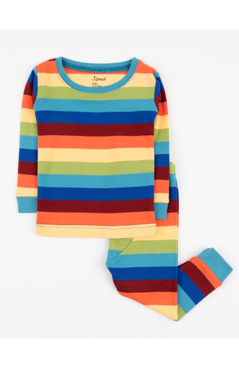 Leveret Kids Two-Piece Striped Cotton Matching Family Pajamas, Main, color, Colorful Boys
