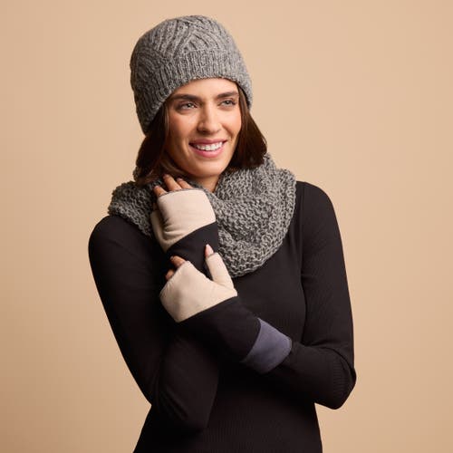 Feelgoodz Artisan Crafted Fleece Lined Color Block Fingerless Gloves In Brown