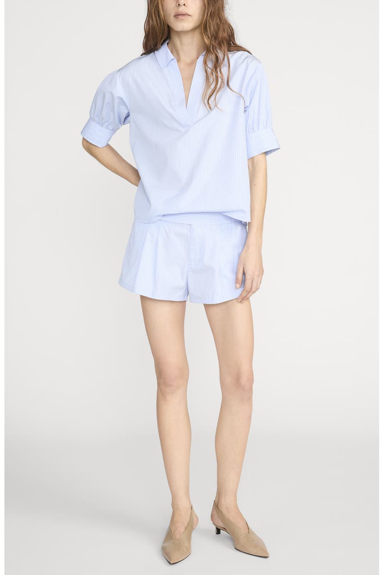 The Stripe V-Neck Popover Top, Alternate, color, VENICE BLUE MULTI