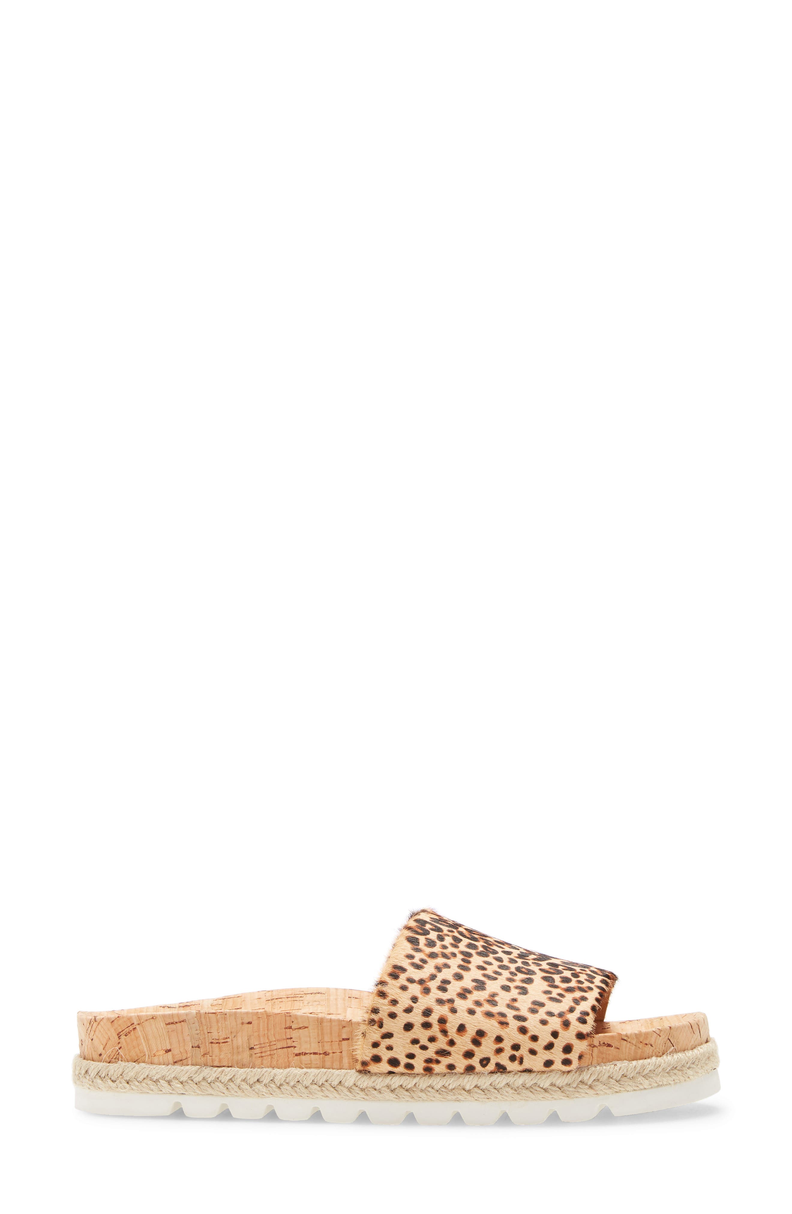 Genuine Calf Hair Espadrille Slide Sandal, Alternate, color, LEOPARD PRINT CALF HAIR