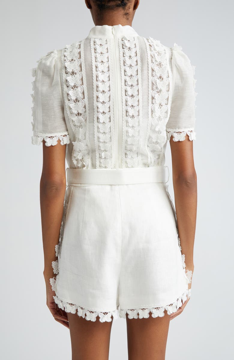 Zimmermann Butterfly Lace Linen & Silk Top, Alternate, color, 