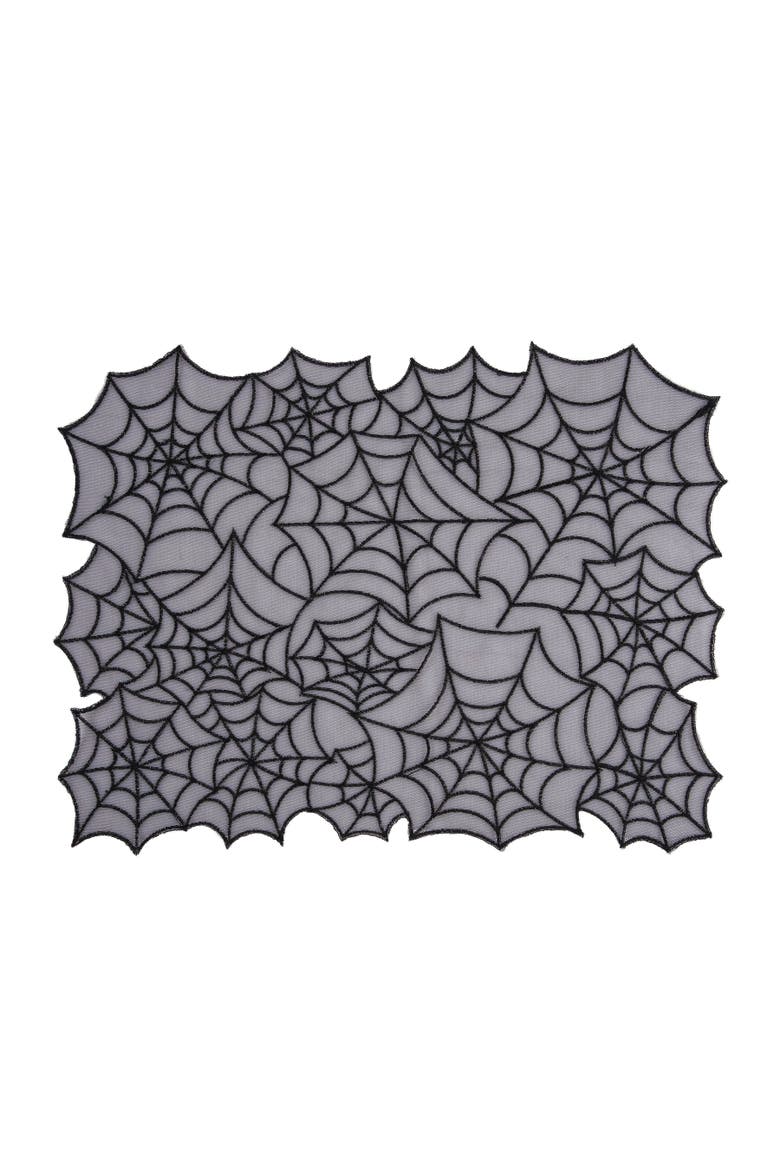 Spider Web Rectangle Halloween Translucent Single Placemat 14" x 20", Main, color, Black