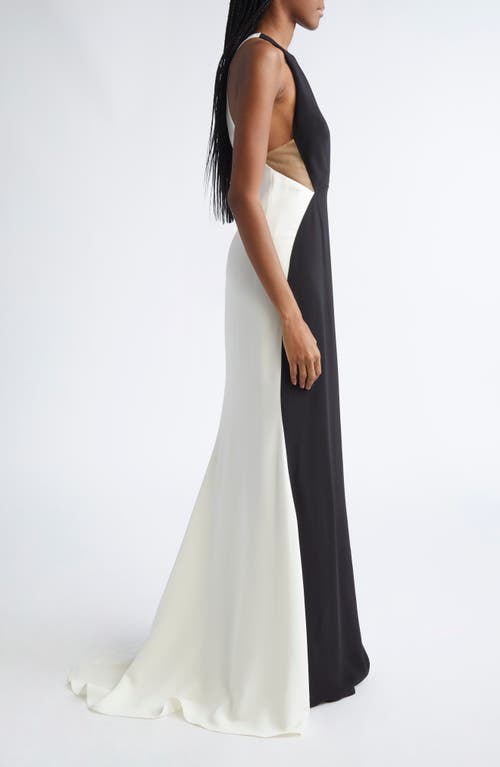 Stella Mccartney Colour-block Stretch-crepe Gown In Black