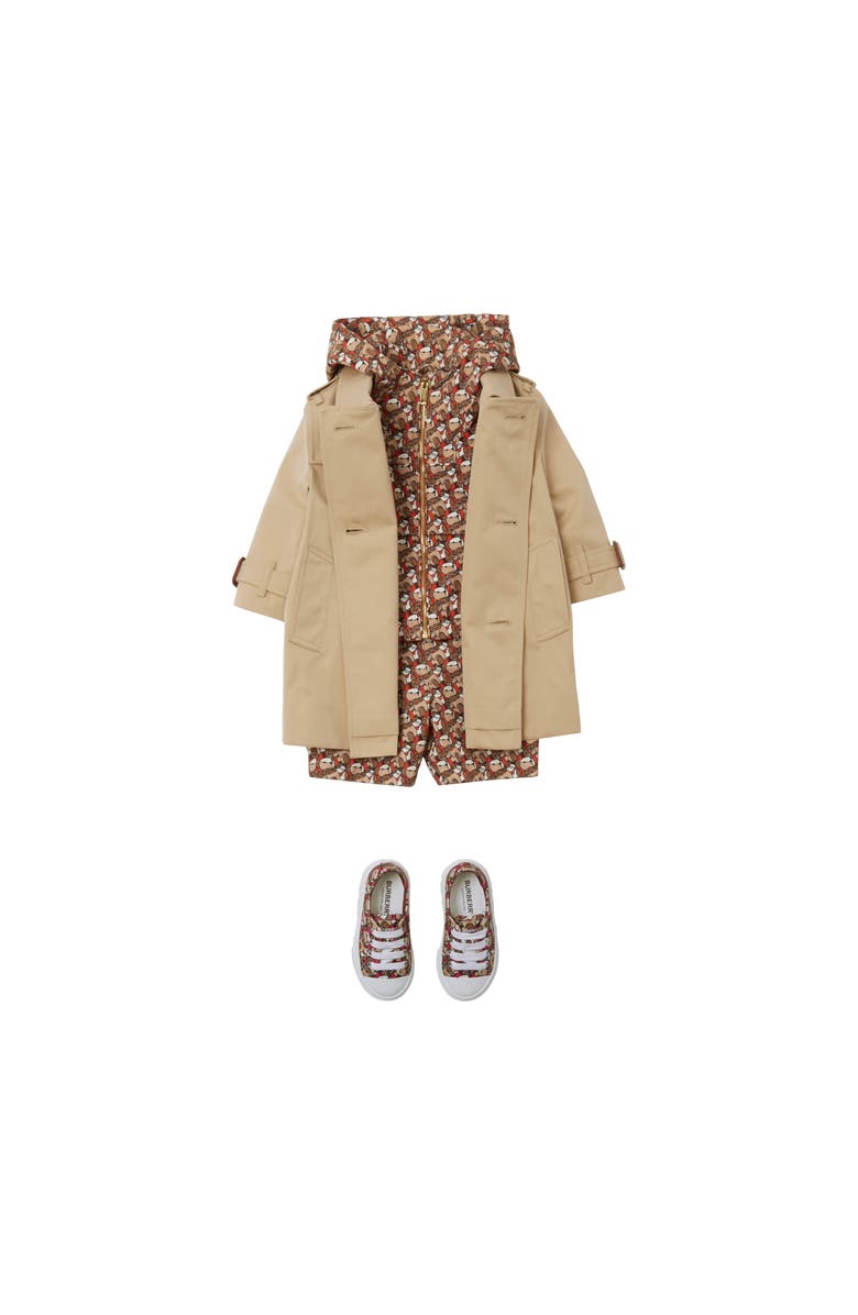 Burberry Gabardine Trench Coat, Alternate, color, Honey