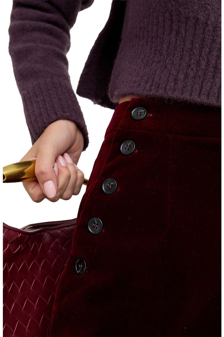 Maiden Wide Leg Velvet Trouser, Alternate, color, Burgundy