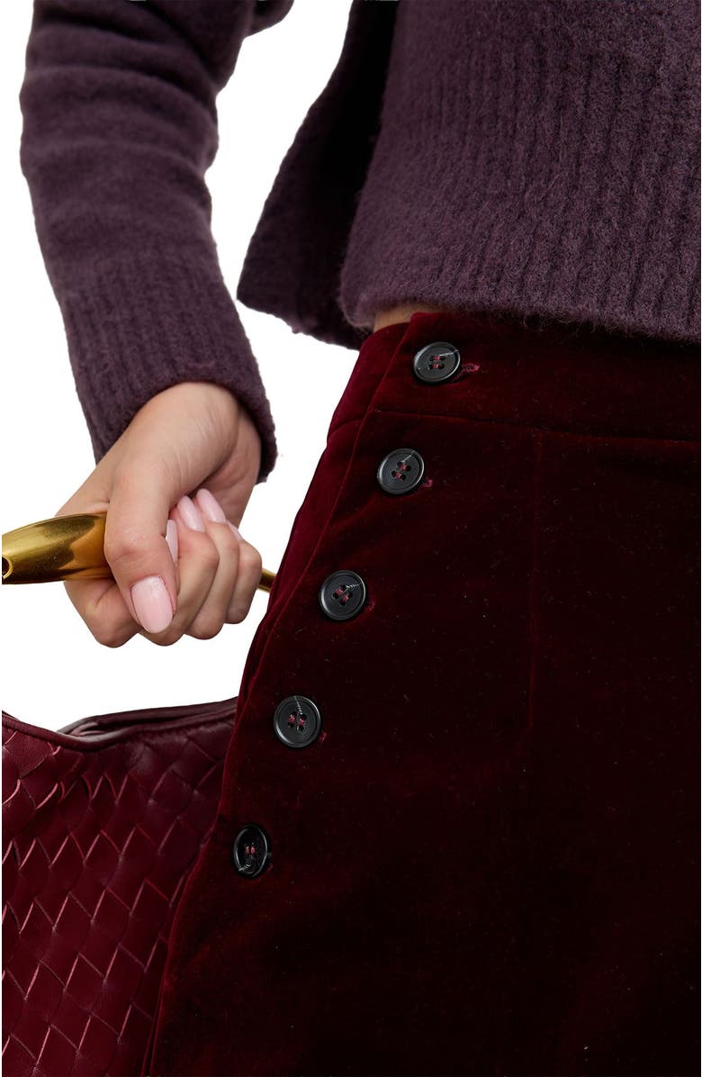 Lily and Lionel London Maiden Wide Leg Velvet Trouser, Alternate, color, Burgundy