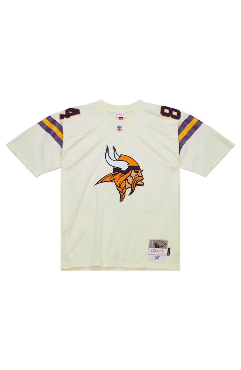Mitchell & Ness Men's Mitchell & Ness Randy Moss Cream Minnesota Vikings Chainstitch Legacy Jersey, Alternate, color, Cream