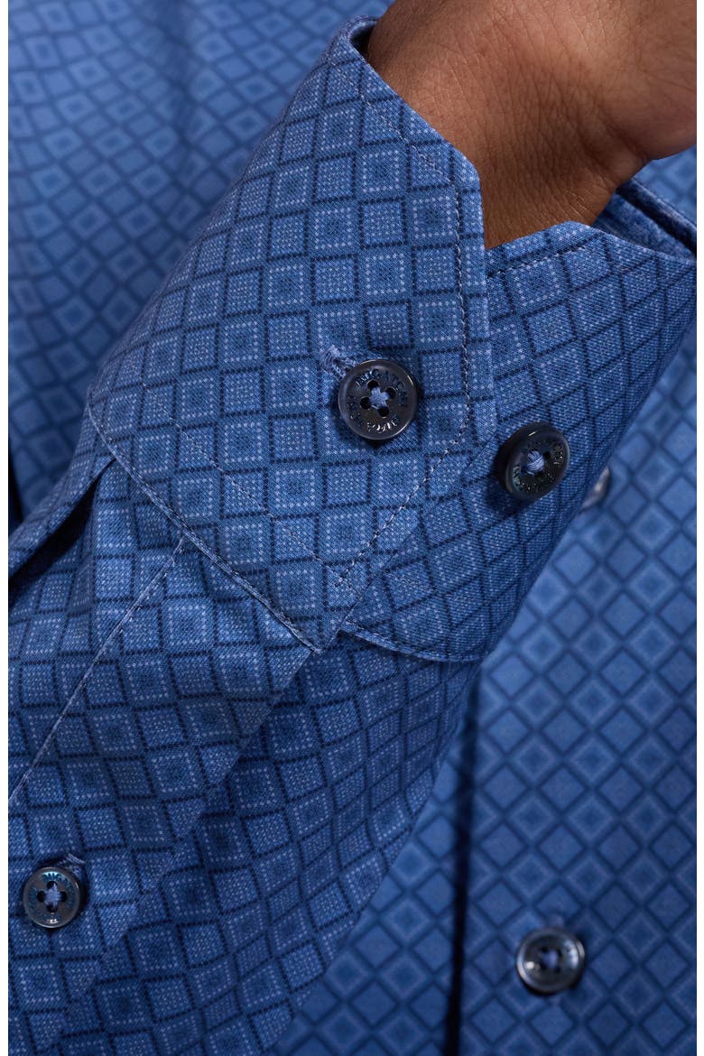 Jimmy OoohCotton® Geo Print Button-Up Shirt, Alternate, color, COBALT