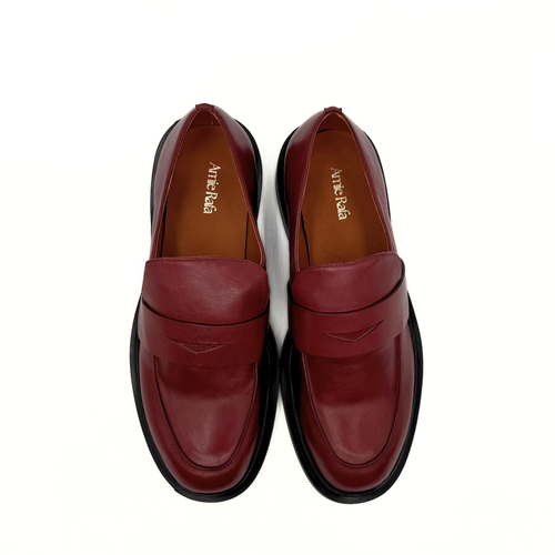 Amie Rafa Drew Chunky Leather Loafer In Burgundy