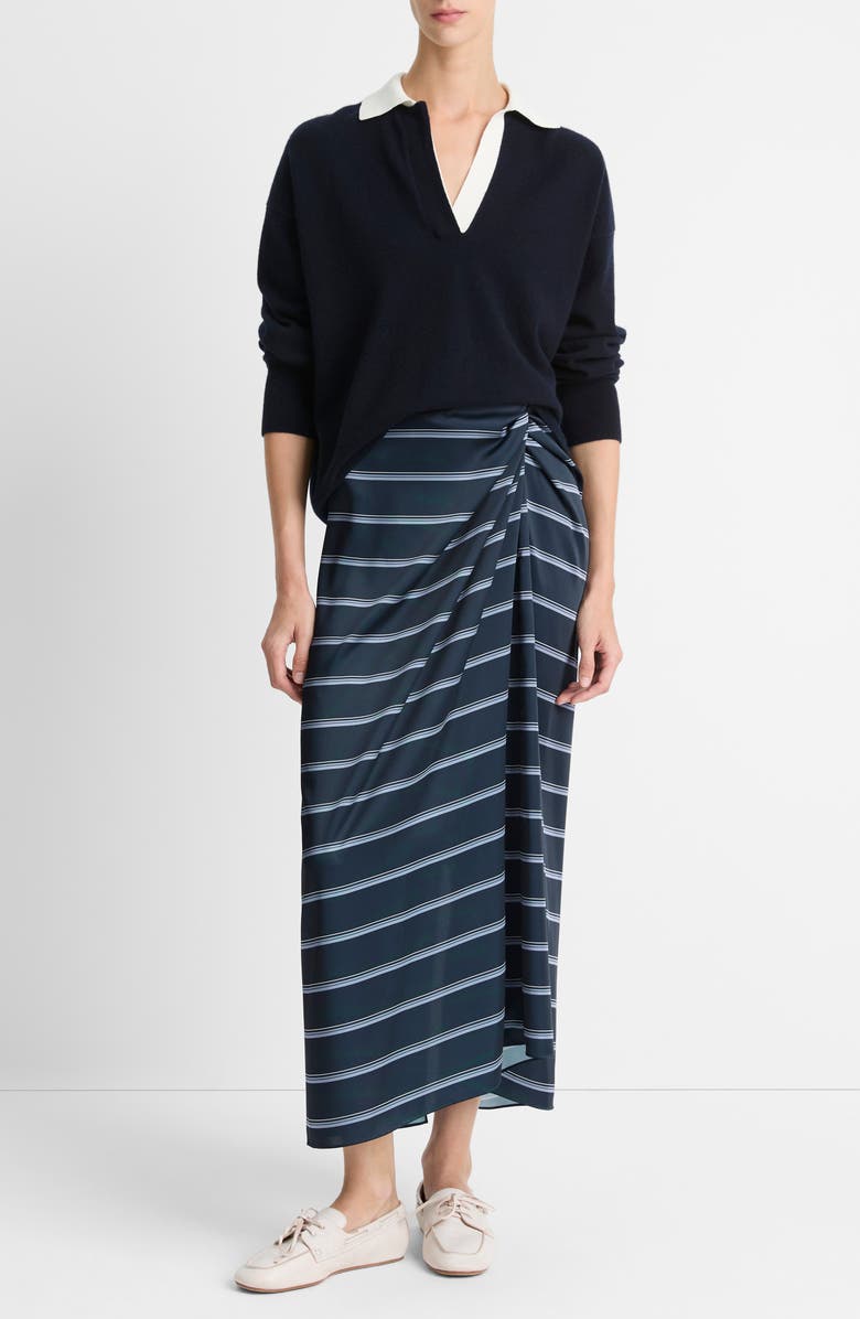 Vince Wool & Cashmere Contrast Johnny Collar Sweater, Alternate, color, Coastal/ Off White