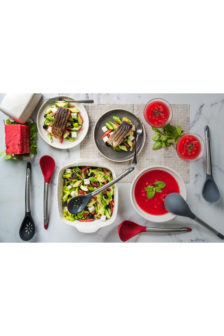 Silicone & Stainless Steel Spoon, Alternate, color, Red