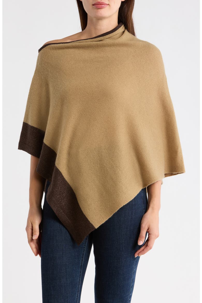 Colorblock Cashmere Poncho, Main, color, INCENSE/ MORO BROWN