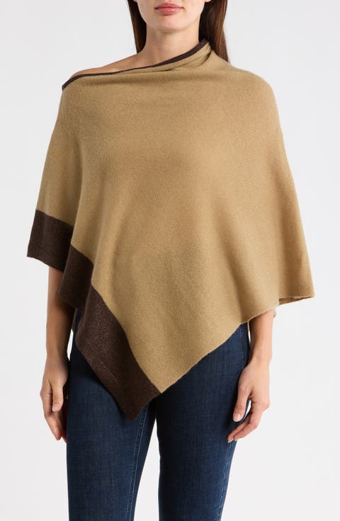 Colorblock Cashmere Poncho